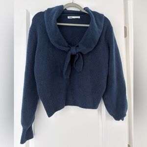 Zara Blue Bow Neck Sweater